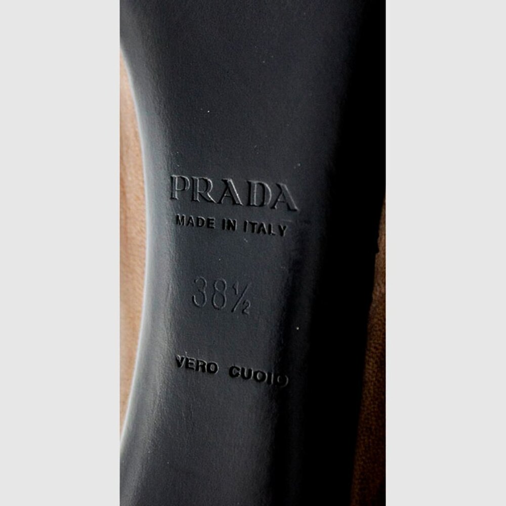 Authentic Prada Platform Sandals Chunky Heels Beige Patent Leather 38.5 US 8.5 - Picture 8 of 8